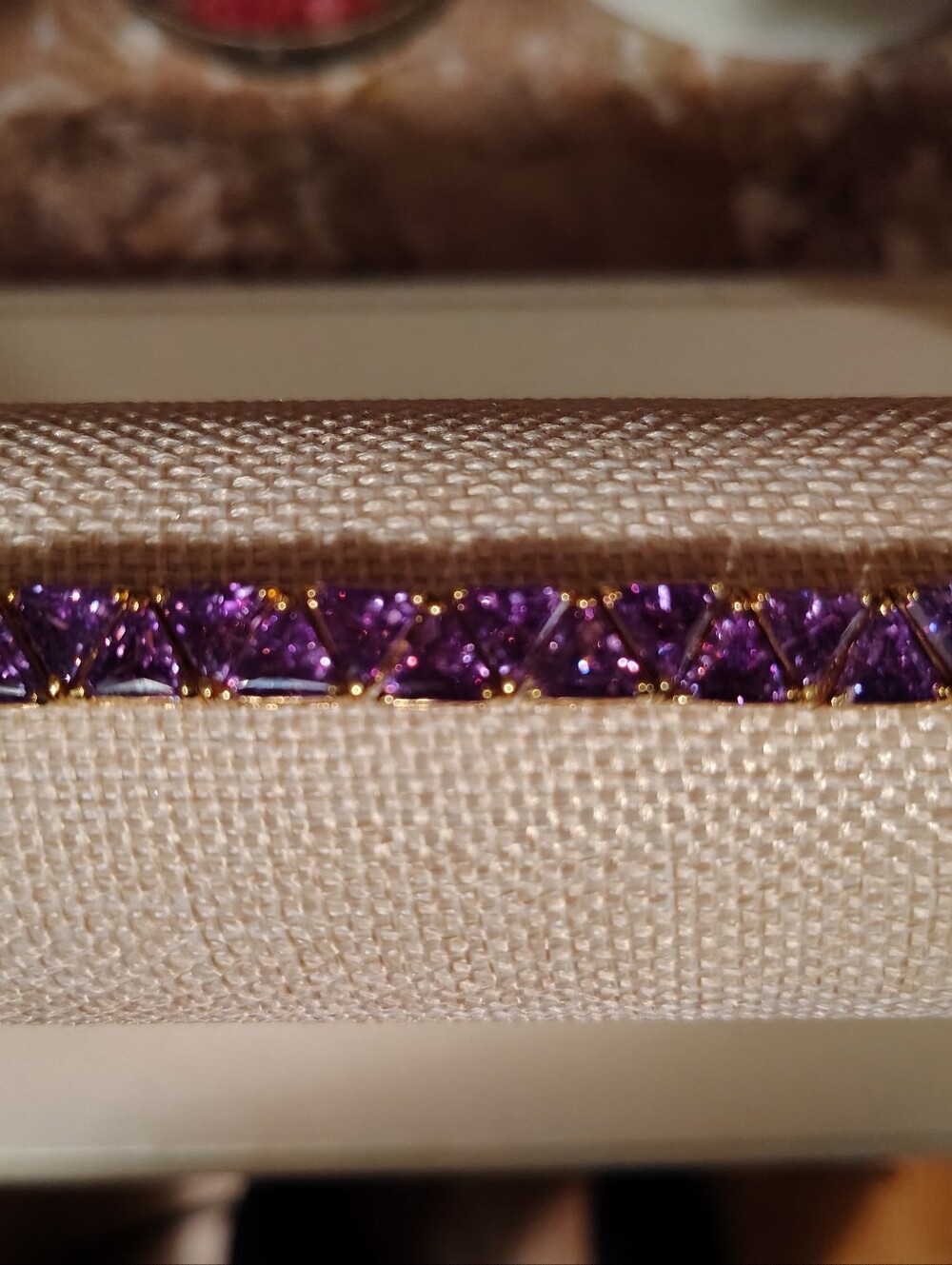 Suzanne Somers 7.5" Purple Trillion CZ 925 Bracelet in Gold Vermeil.